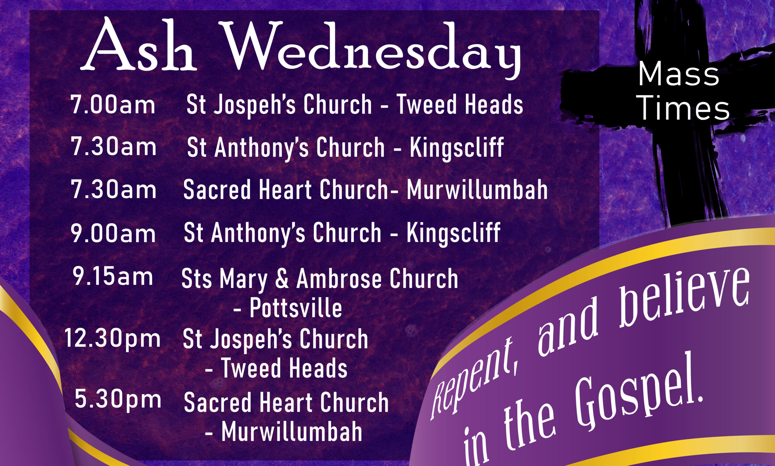 Ash Wednesday Mass Times St Anthony's Parish Kingscliff